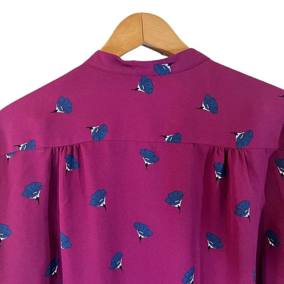 Faded Glory Floral Button Up Blouse Plus XXL Purple Teal Blue All Over Flowers - Picture 5 of 5